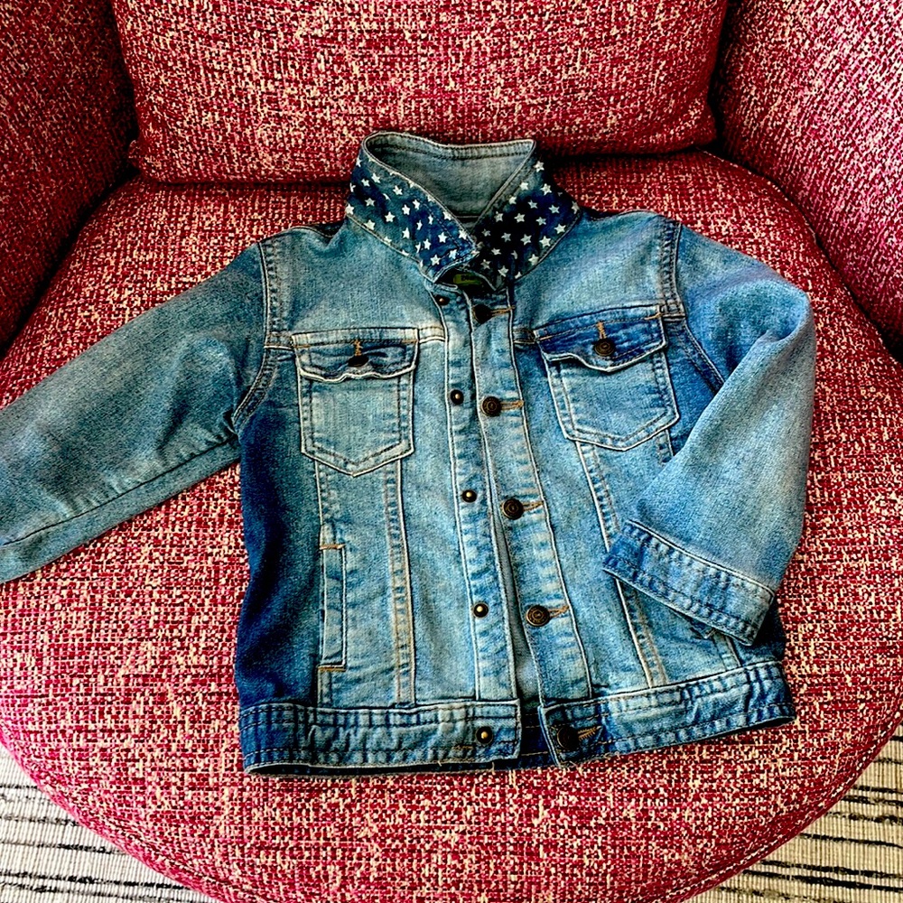 Mayoral kids denim / jean jacket with stars under collar
